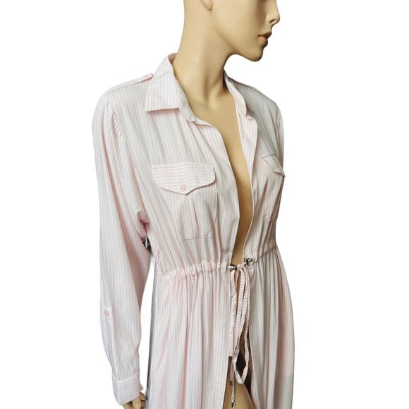 New AAB Stripes Maxi Tunic Dress Sz XL 100% Cotton New with Tag Tie on the Waist - Picture 5 of 14